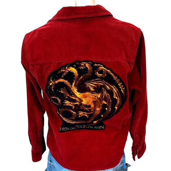 Game of Thrones Corduroy Shirt Burgundy MEDIUM Oversized House of Dragons Unique - Picture 1 of 6